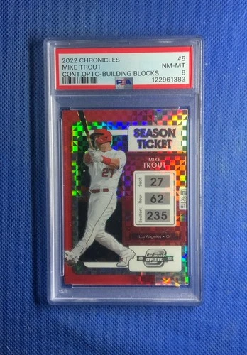 2022 Chronicles Contenders #5 Mike Trout PSA 8 Building Blocks Season Ticket