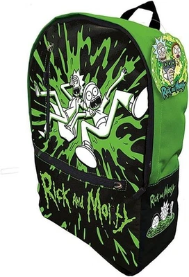 Rick and Morty - Sac à Dos enfant officiel, triple compartiment, vert noir - Photo 1/2