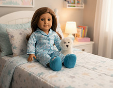 Coconut PJs American Girl Just Like You Blue Pajamas Retired Angel Slippers Dog