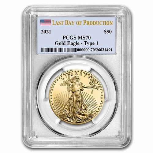 2021 1 oz Gold Eagle (Type 1) MS-70 PCGS (Last Day of Production)