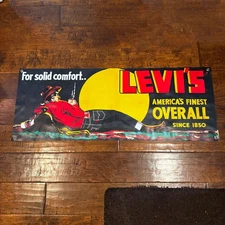Levi’s “For Solid Comfort” Banner 4FT – Vintage Style 1930s Cowboy Ad Sign