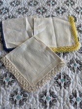 Vintage Hankie Lott of 3 Ladies Handkerchiefs With Tatted Edges