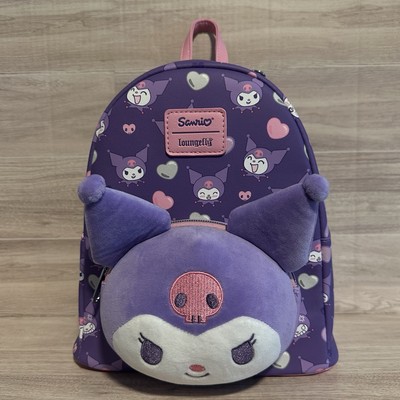 Loungefly Kuromi Hearts Plush Face Mini Backpack Loungefly Kuromi Hearts Plush Face Mini Backpack | Hot Topic main image 2