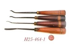 antique custom inlay WOOD CHISEL TOOL LOT BENT ARM FISH TAIL carving tools