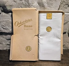 *RARE* Vintage Oskarströms Linne 130x210 Damask Linen Tablecloth Sweden *NOS*