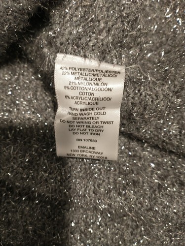 Emaline Metallic Sweater Women Size 1X Special Occasion Gray Silver Crew Neck - Picture 9 of 12
