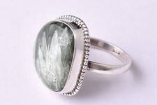 925 Sterling Silver Natural Aventurine Handmade Women Ring Size 4-12 Gift