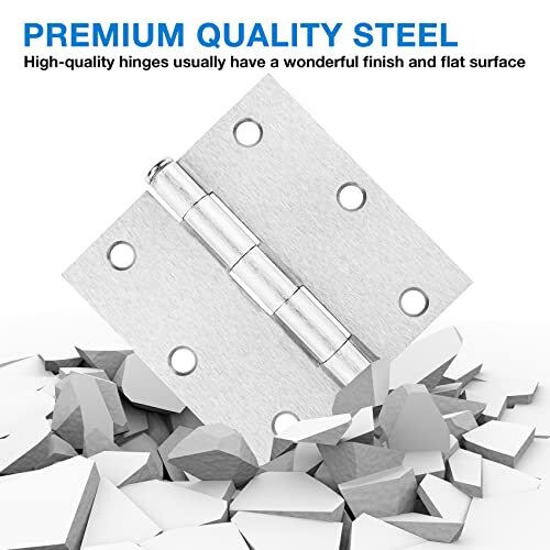 Brushed Nickel Door Hinges 3.5" X 3.5inch Square 12 Pack Interior Door Hinges...