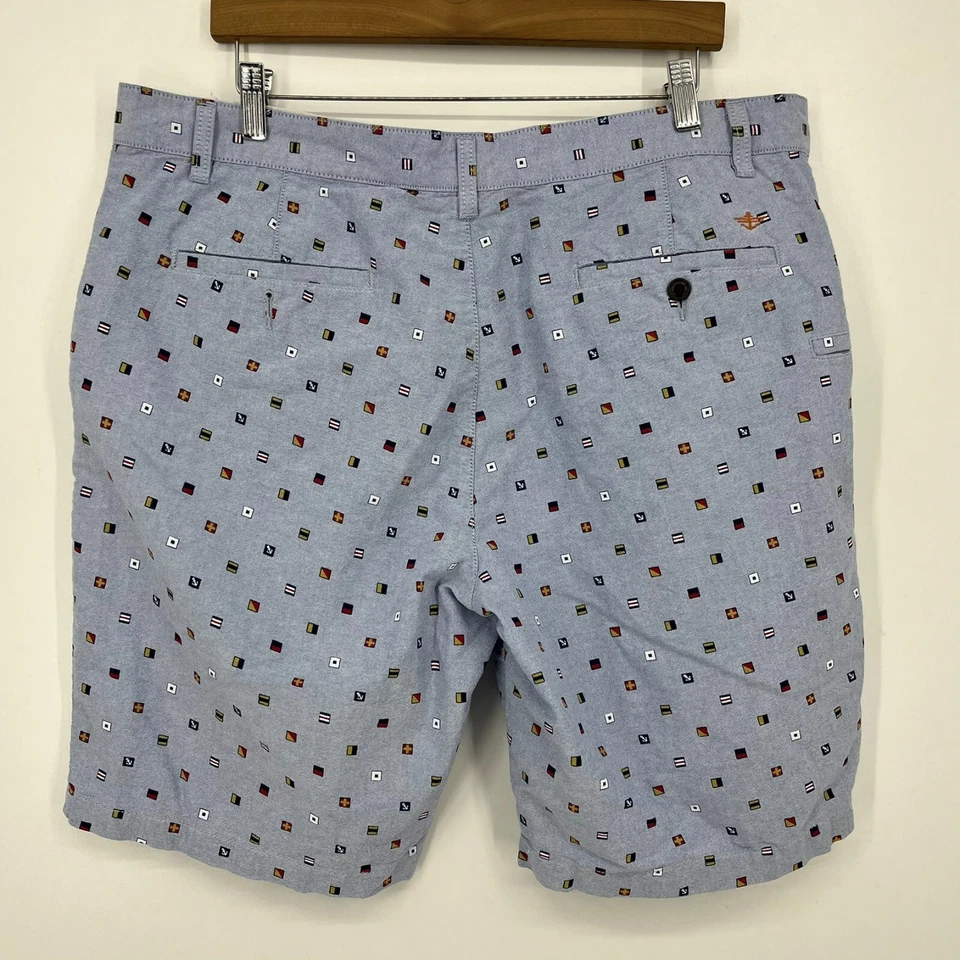 Pantalones Cortos Chinos Dockers Para Hombre Talla 38 Azul Frente Plano Bandera Estampado Completo 9" Foto 4 de 4