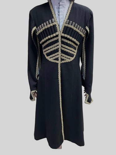 New Black Wool National Costume Georgian Chokha Cherkeska Dance Causacian