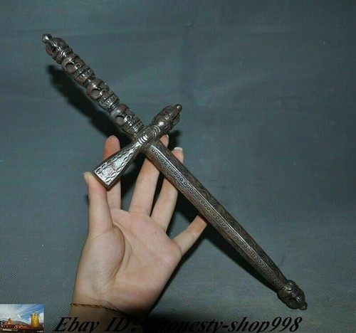 Tibetischer Buddhismus Meteorit Eisenschädel Phurpa Vajra Dorje Phurpa Dolch Ausrüstung - Bild 5 von 10