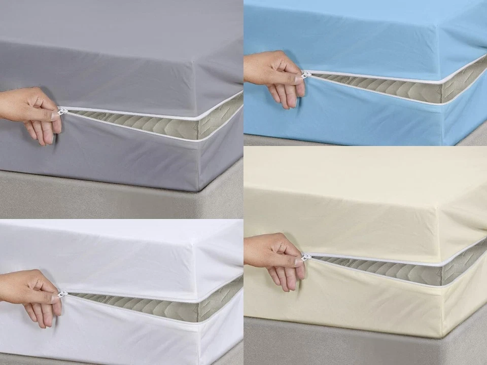 SLUMBER SPHERE Zippered Fitted Sheet 8 inch Deep Pocket 6 Side Cover Soft Microfiber OEKO-TEX