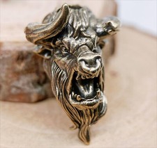 Bison Head Brass Bead Parachute Cord Knife Lanyard Pendant EDC DIY Accessories
