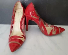 New *Jessica Simpson* Women's Shiny Red Palmra Pumps 4" Stiletto Heel Shoes 5