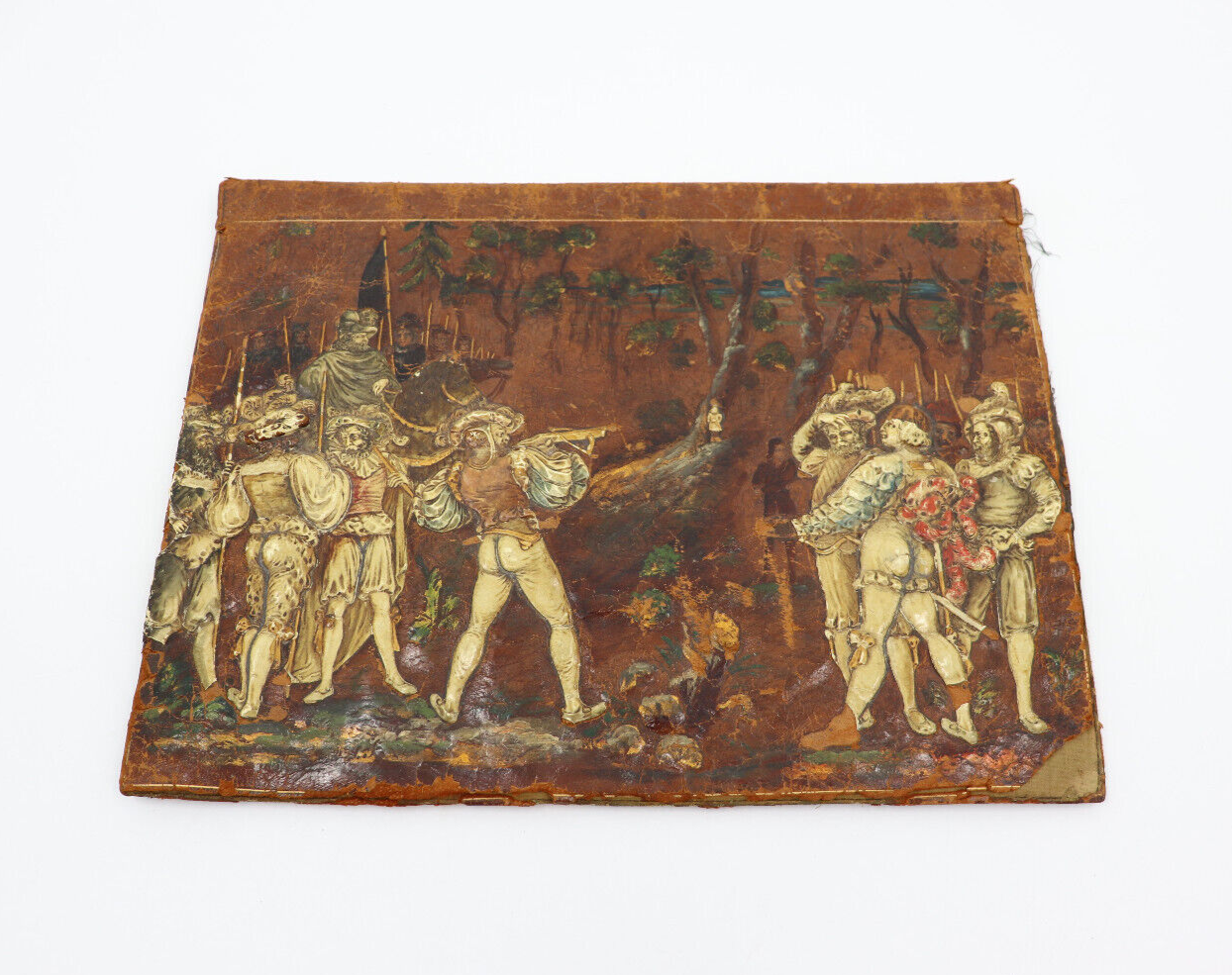 1800s William Tell Antique Hand-Tooled Leather Book Cover Notebook Handmade