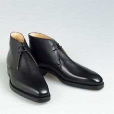 Mens Handmade Shoes Real Black Leather High Ankle Formal Dress Casual Wear Boots