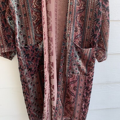 Dress Forum Kimono/Duster Floral Pattern Sz M Bohemian Open Front