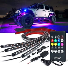 Xprite 4pc 5050 RGB LED Ambient Lights Strip Underglow Neon Light Tube Light Kit