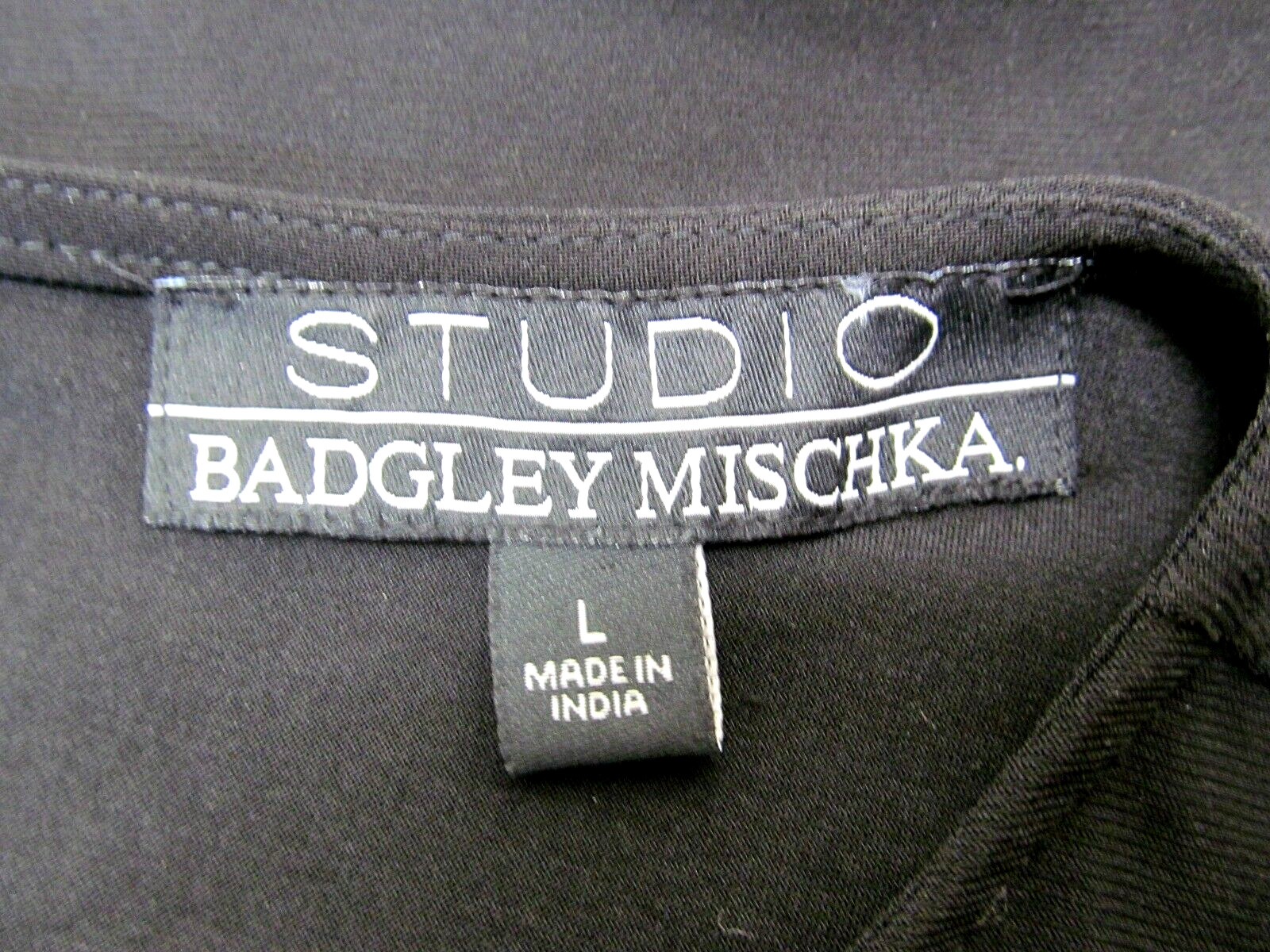 STUDIO BADGLEY MISCHKA Black Party Top Silver-Embroidered Sequined Sheer Sleeves image 9