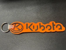 New Kubota Orange Rubber Key Chain Key Tag with Metal Ring 6in.