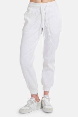 The Range Vital Rib Jogger Pants White Rib Drawstring M NWT $225