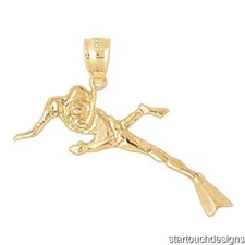 New 14k Gold Scuba Diving Snorkeling Pendant