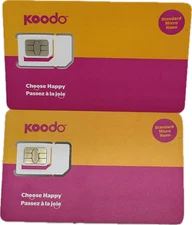 2 PCS KOODO NKTRISIM TRI-CUT SIM CARD NANO MICRO REGULAR 3G 4G LTE POSTPAID NEW