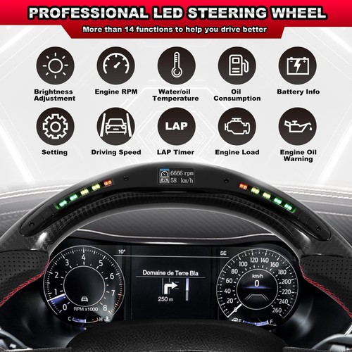 Carbon Fiber LED Colorful Steering Wheel Fit 15+ Dodge Hellcat Charger Durango - Picture 5 of 7