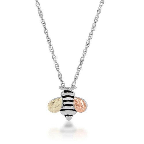 Black Hills Gold Small Sterling Silver Bee Pendant FAST SHIPPING - Picture 2 of 2