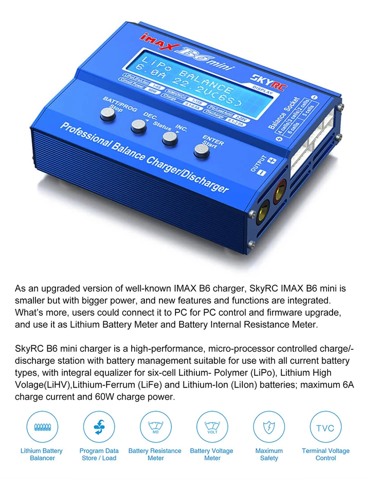 SKYRC IMAX B6 EVO B6 V2 B6 Mini B6AC V2 LiPo Battery Balance Charger Discharger - Image 4 of 4