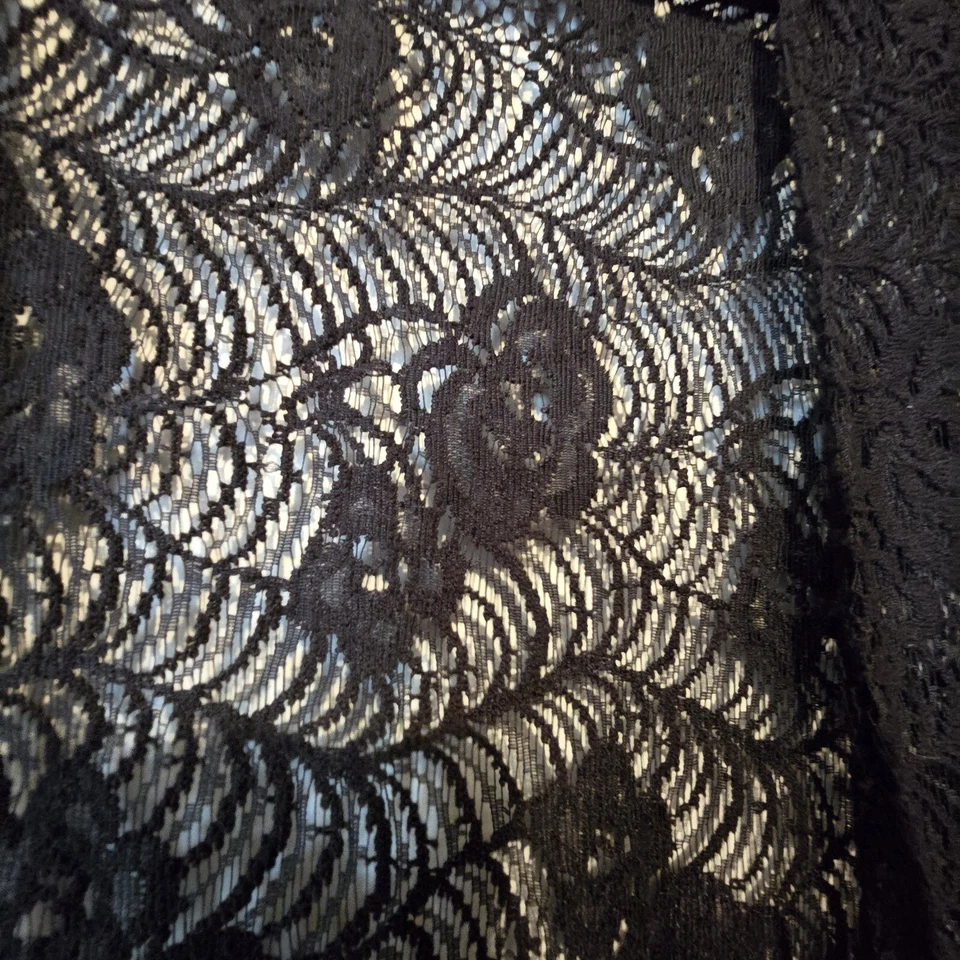 Lularoe Long Lace Vest Size LG Black Dark Floral WhimseyGoth Witchy Grunge Boho - Image 3 of 4