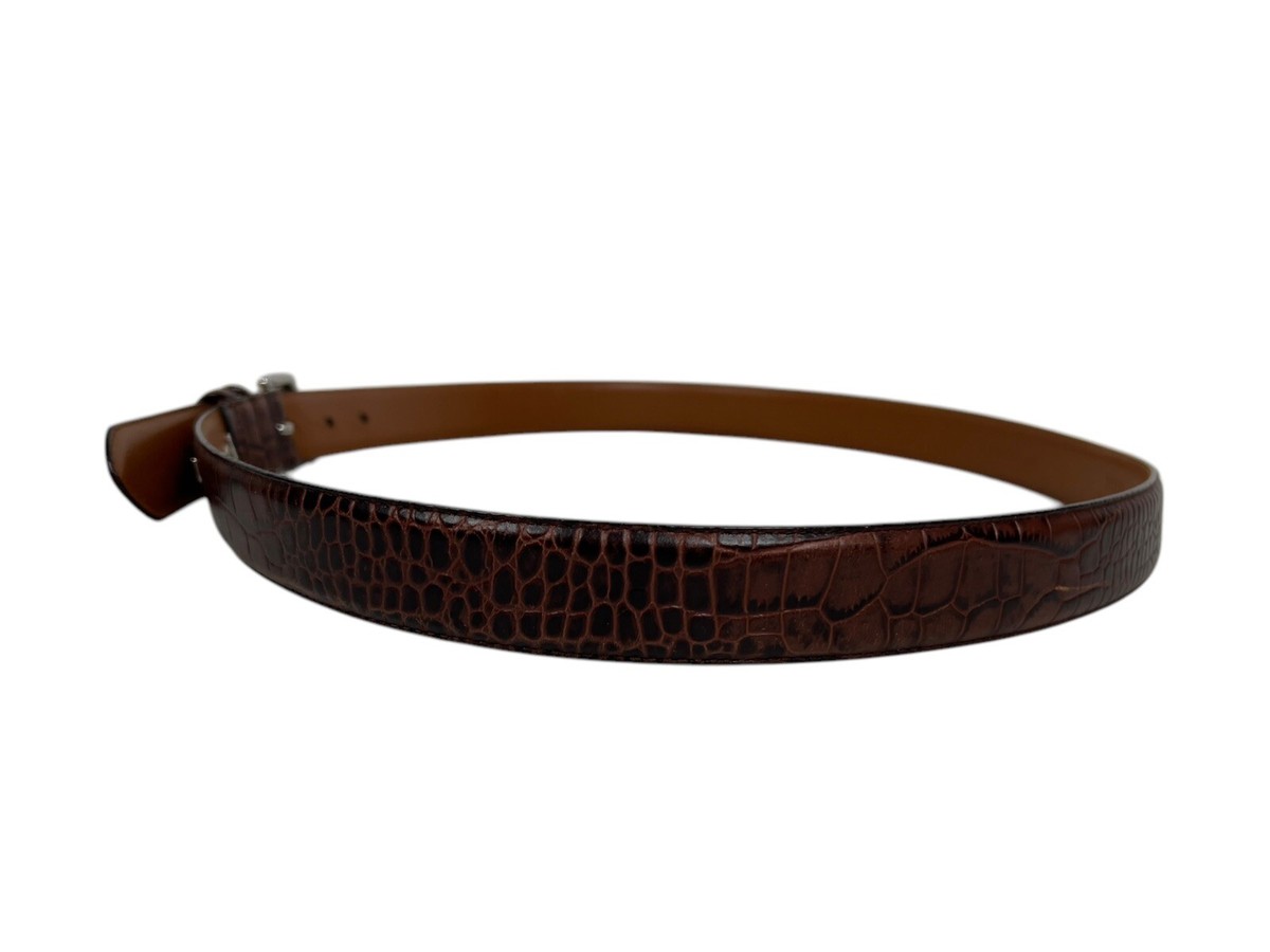Ralph Lauren M brown stamped faux alligator belt Vintage Women RALPH LAUREN Alligator Belt with Sterling  main image 3