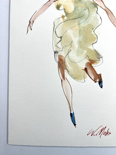 Wendell Mohr Original Watercolor Painting Women In Dress Dancing 16x11” Fine Art - Picture 2 of 13