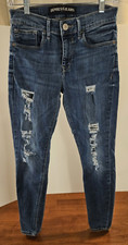 Express Jeans Womens Mid Rise Legging Stretch Blue Jeans Size 4s Distressed