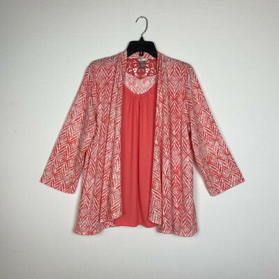 White Stag Womens Coral Colored Lace Butterfly Open Back Size XXL/2XL D72