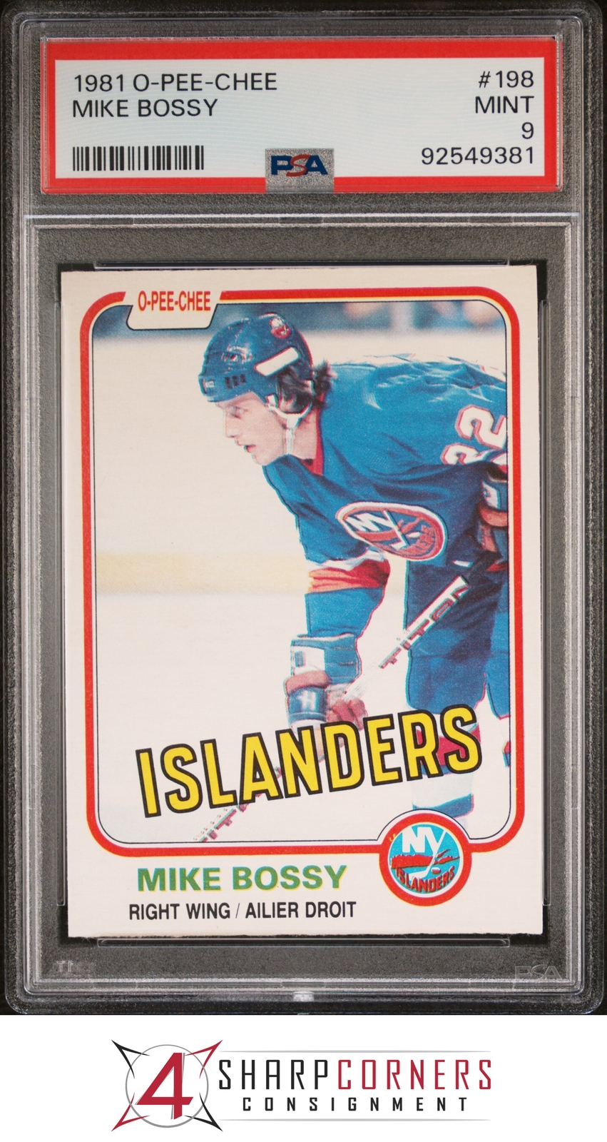 1981 O-PEE-CHEE #198 MIKE BOSSY ISLANDERS HOF PSA 9 H4101980-381