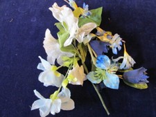 Vtg Millinery Flower Collection Blue shades w/White 1 1/2-2 1/2" German H3660