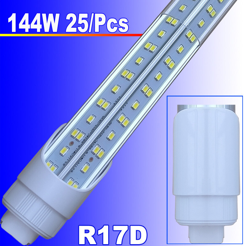 8Ft T8 R17D HO LED Tube Light Bulb 144W 6500K Shop Light 25-Pack  