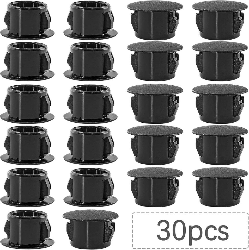 30 шт. 13 мм (1/2 дюйма) заглушки для черных отверстий, пластиковые заглушки для панели заподлицо крепеж Cov - Изображение 2 из 4