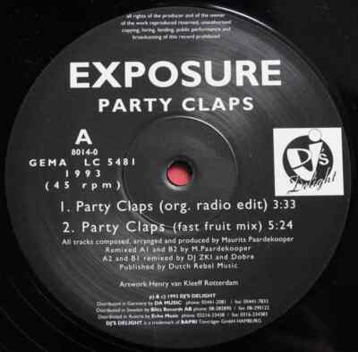 Exposure Party Claps Vinyl Single 12inch DJs Delight