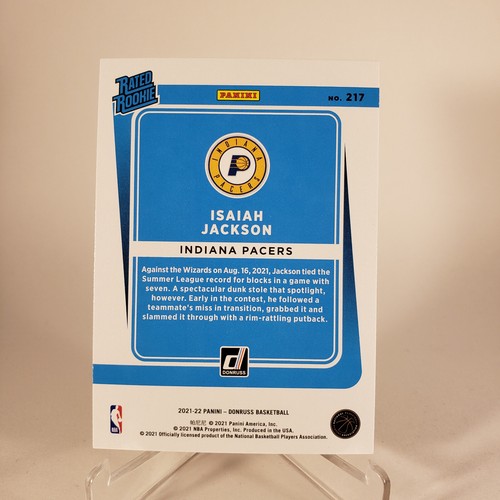 2021-22 Donruss Basketball Rated Rookie RC Isaiah Jackson - Picture 2 of 2