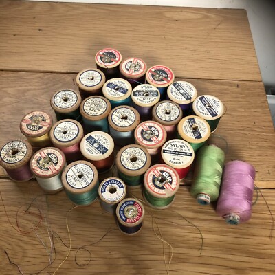 27 VINTAGE SYLKO COATS CLARK TRYLKO WOODEN COTTON