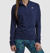 Reebok Women's Navy Blue Identity Performance Quarter Zip Activewear Top Size:S