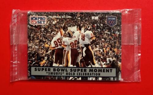 1991 NFL PRO SET SUPER BOWL MOMENTS Sealed Football Card Pack Redskins Smurf Vtg - 第 1/2 張圖片