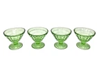4 Vintage Anchor Hocking Block Optic Green Depression Glass Uranium Sherbet Cups