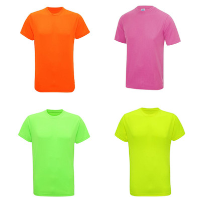 Neon Unisex Erwachsene T-Shirt Glow Party UV Reaktiv Kostüm leuchtende Farben 80er