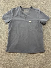 Figs Scrub Top Womens Medium Gray Technical Collection V Neck Pocket Medical