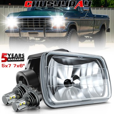 Pair 7x6 5x7 inch LED Headlights Hi/Lo beam For Ford F100 1978 1979 1980-1983 S+