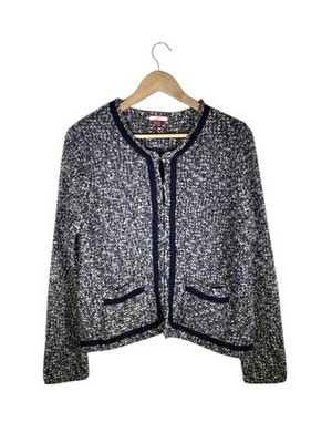 Joe Browns Jacke Cardigan Gr. UK 14 Strick Metallic Tweed Boucle Elegant Boho