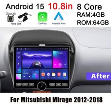 64gb Android 15 Car Stereo Radio Bt Navi Carplay For Mitsubishi Mirage 2012-2018